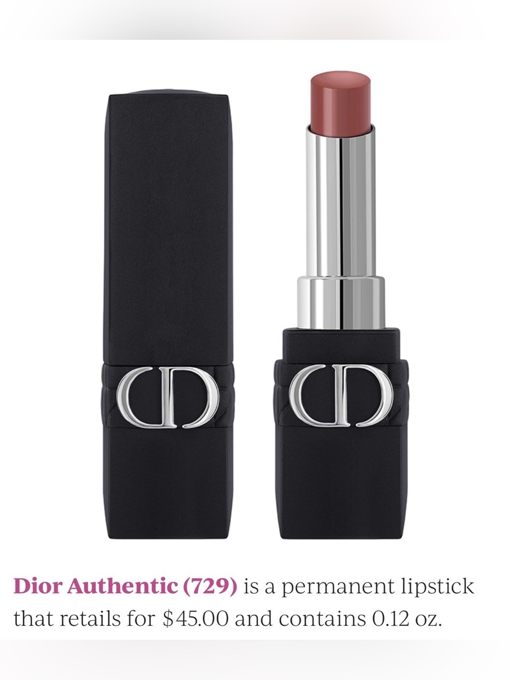 Dior Rouge Lipstick – Dusty Rose (Authentic 729) New in Tester Box